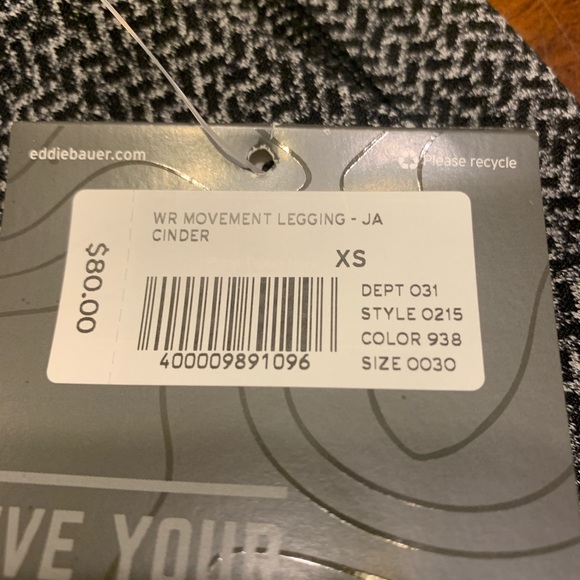 Eddie Bauer FreeDry Motion Leggings Jacguar Cinder - Picture 7 of 8